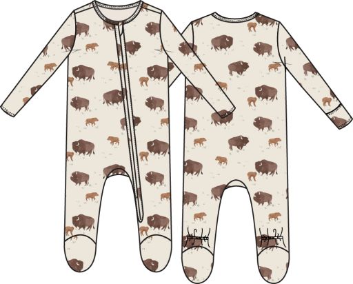 Angel Dear / 2 Way Zipper Footie / American Buffalo, Size: NB