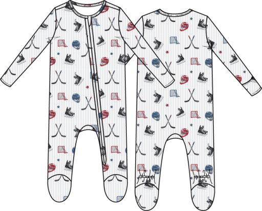 Angel Dear / 2 Way Zipper Footie / Hockey Stripe, Size: NB