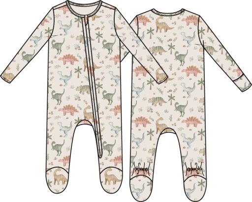 Angel Dear / 2 Way Zipper Footie / Sweet Baby Dinos, Size: NB