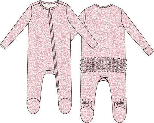 Angel Dear / 2 Way Ruffle Back Zipper Footie / Baby Woodland, Size: NB