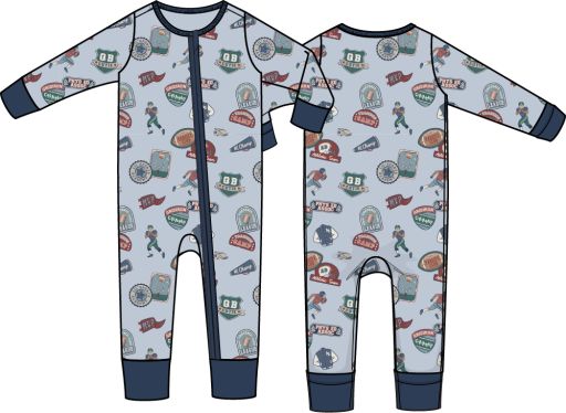 Angel Dear / Convertible Romper / Football Patches, Size: 0/3M