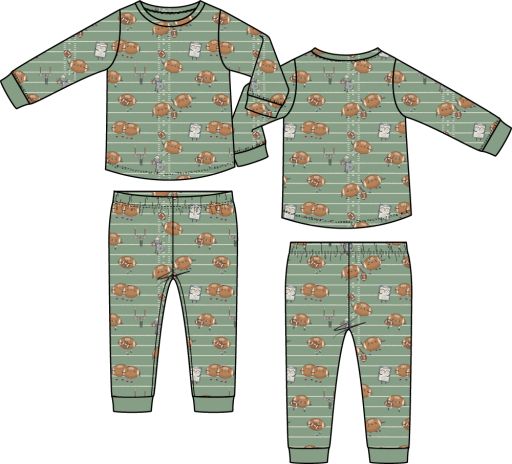 Angel Dear / Long Sleeve Loungewear Set / Footballs Playing Football, Size: 2T