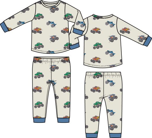 Angel Dear / Long Sleeve Loungewear Set / Monster Trucks, Size: 2T
