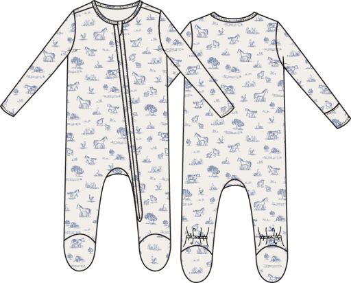 Angel Dear / 2 Way Zipper Footie / Farm Friends, Size: NB