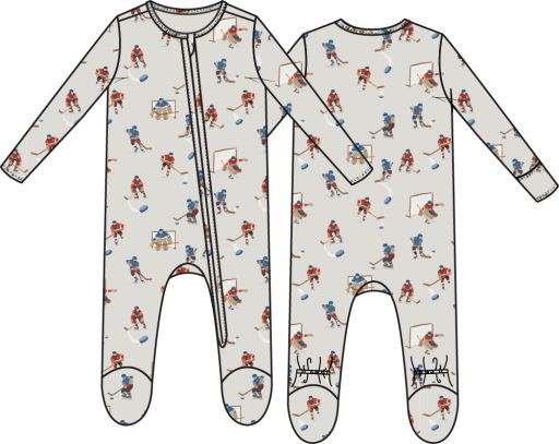Angel Dear / 2 Way Zipper Footie / Hockey Players, Size: NB