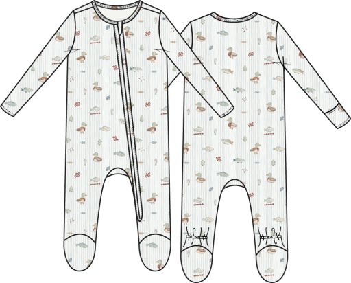 Angel Dear / 2 Way Zipper Footie / Lake Cuties, Size: NB