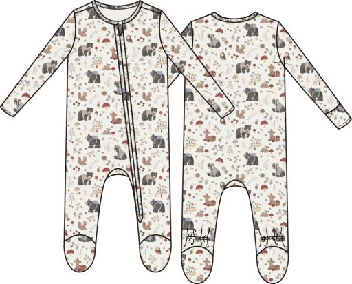 Angel Dear / 2 Way Zipper Footie / Southern Woodland Animals Green, Size: NB