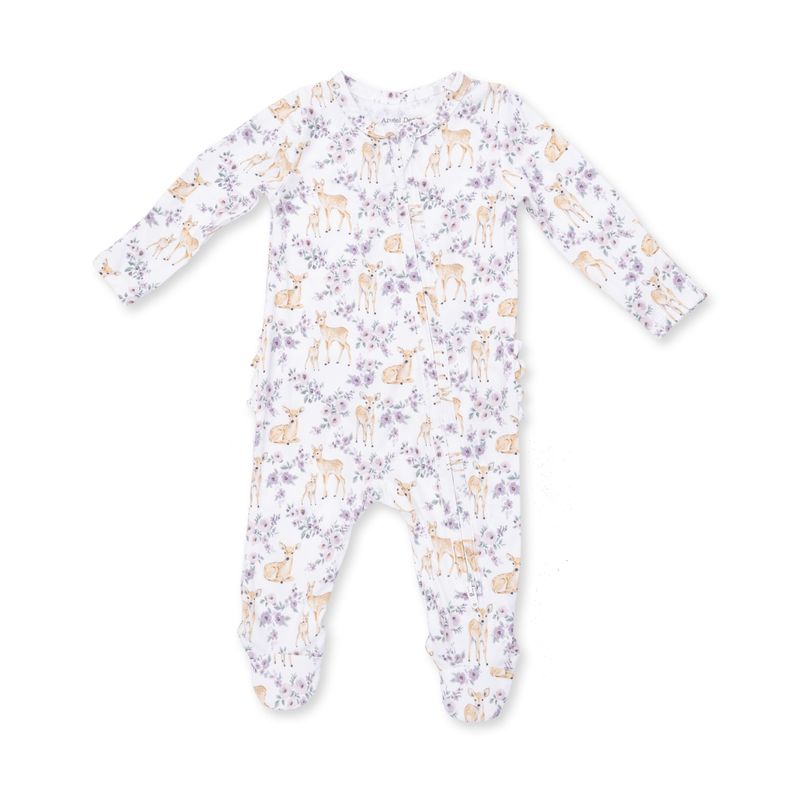 Angel Dear / 2 Way Ruffle Back Zipper Footie / Floral Deer