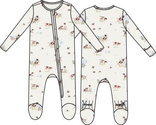 Angel Dear / 2 Way Zipper Footie / Pointer Pups and Duck Buddies, Size: NB