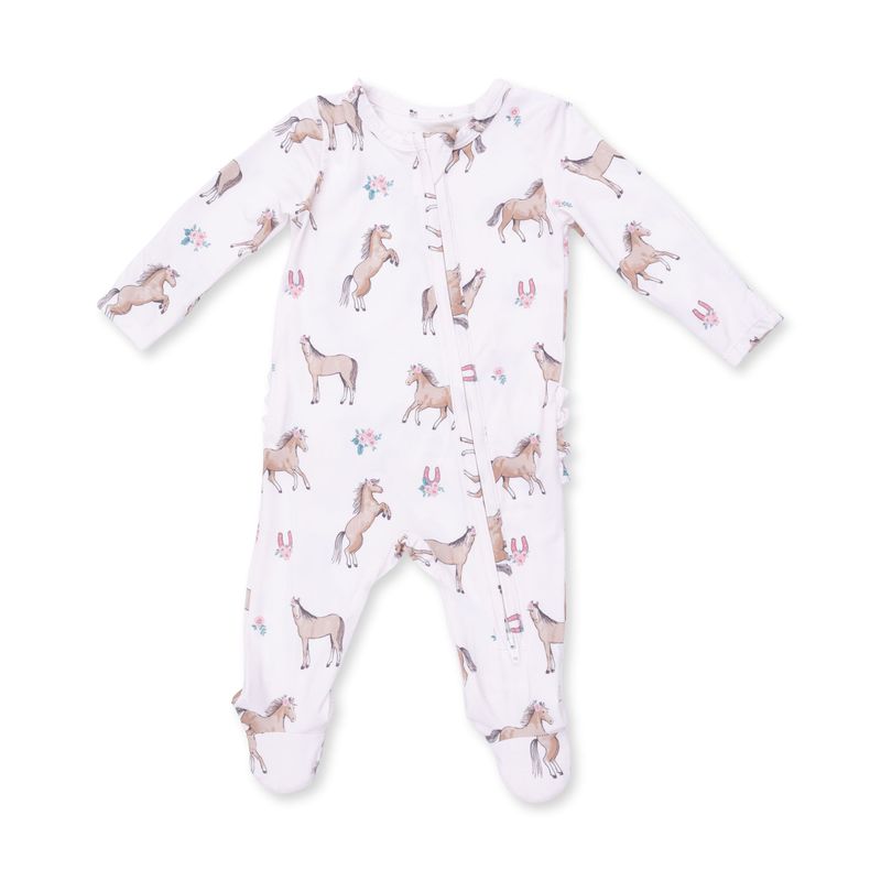 Angel Dear / 2 Way Ruffle Back Zipper Footie / I Love Horses