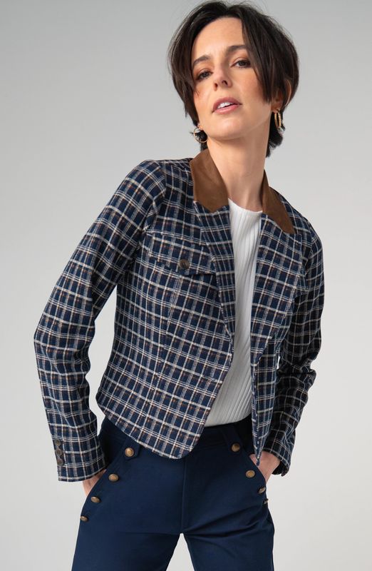 Liverpool / Cropped Blazer / Navy Multi Tartan