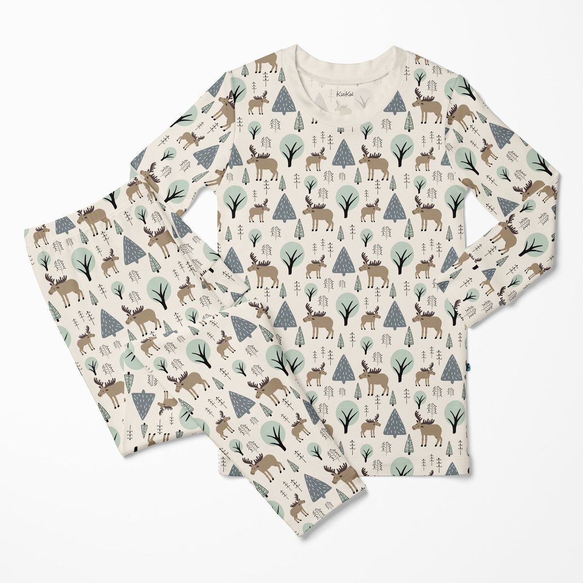 KicKee / Long Sleeve Pajama Set / Natural Forest Moose