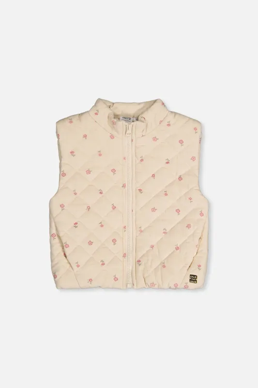 Deux Par Deux/Corduroy Puffy Vest/Prairie Flowers