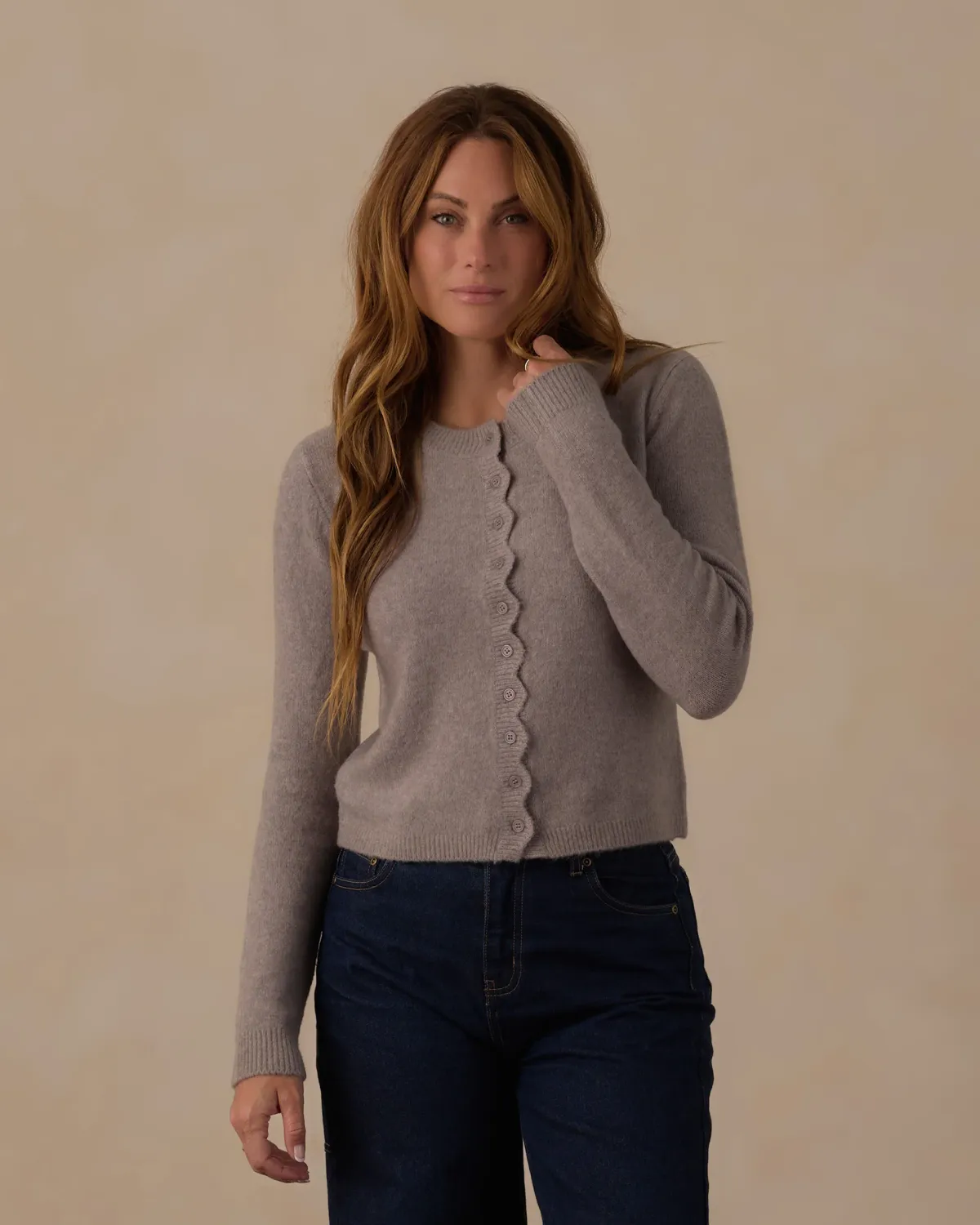 Rylee+Cru/Women's Scallop Cardigan/Dusty Blue