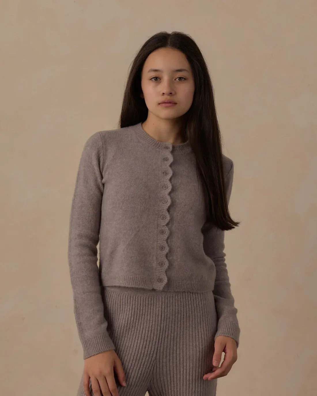 Rylee+Cru/Teen Scallop Cardigan Dusty Blue