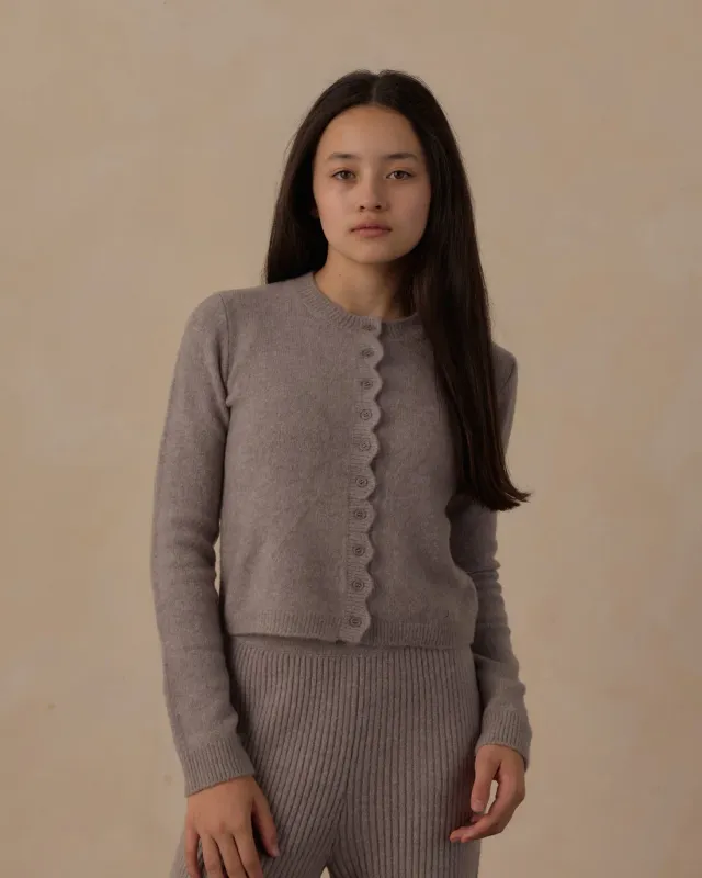 Rylee+Cru/Teen Scallop Cardigan Dusty Blue