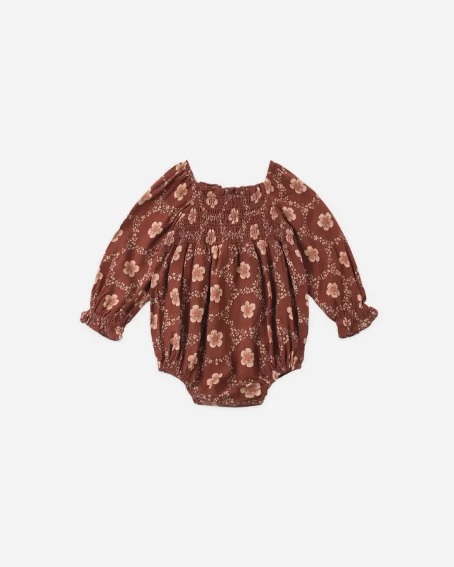 Rylee+Cru/Adelaide Romper Brick/Daisies