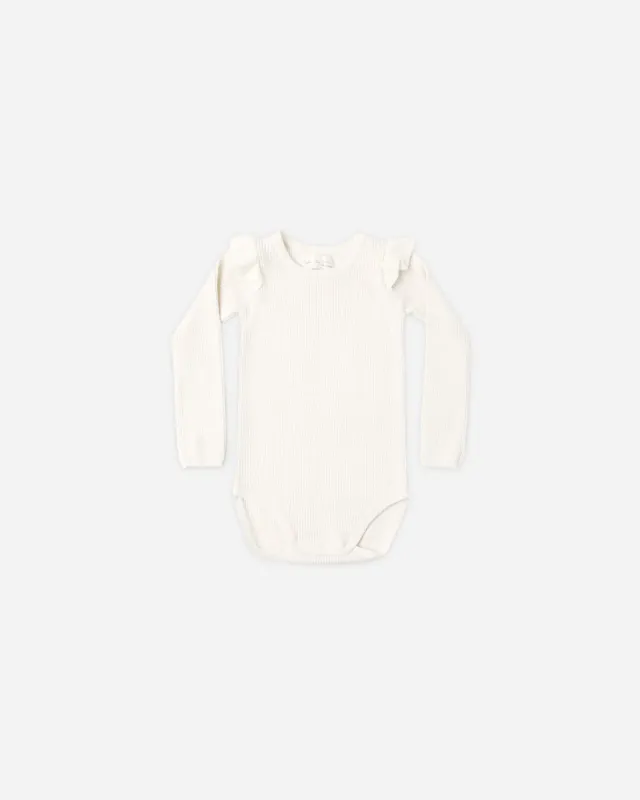 Rylee+Cru/Shoulder Ruffle Bodysuit/Natural
