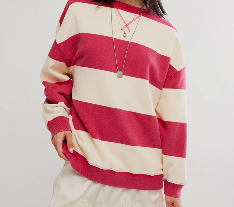 Free People/Classic Stripe Crew Wide/ Cherry Combo