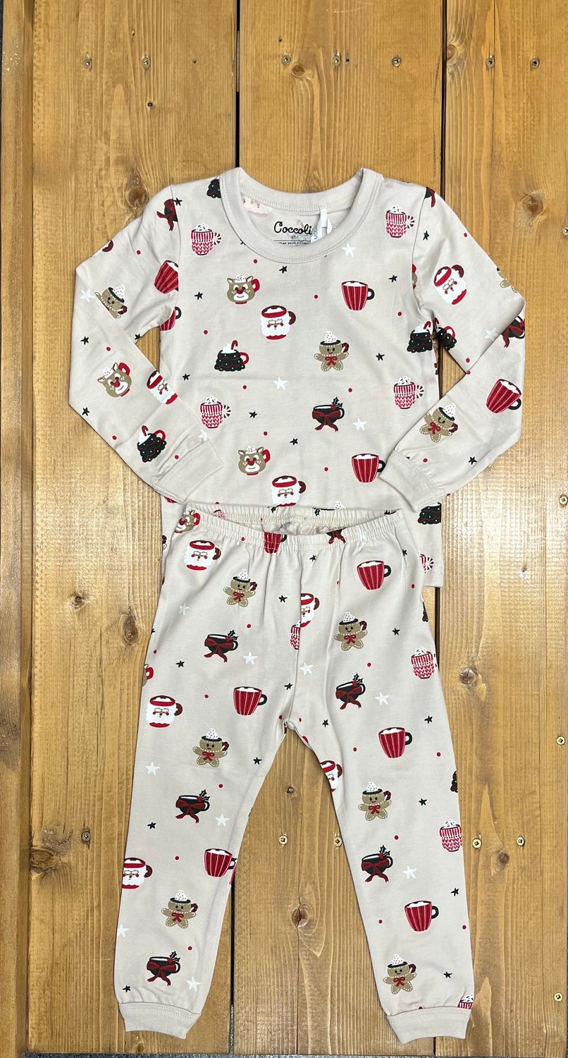 Coccoli/Cotton/LS Cotton/Modal Pyjama/Cream with Christmas hot coco/tlm6135