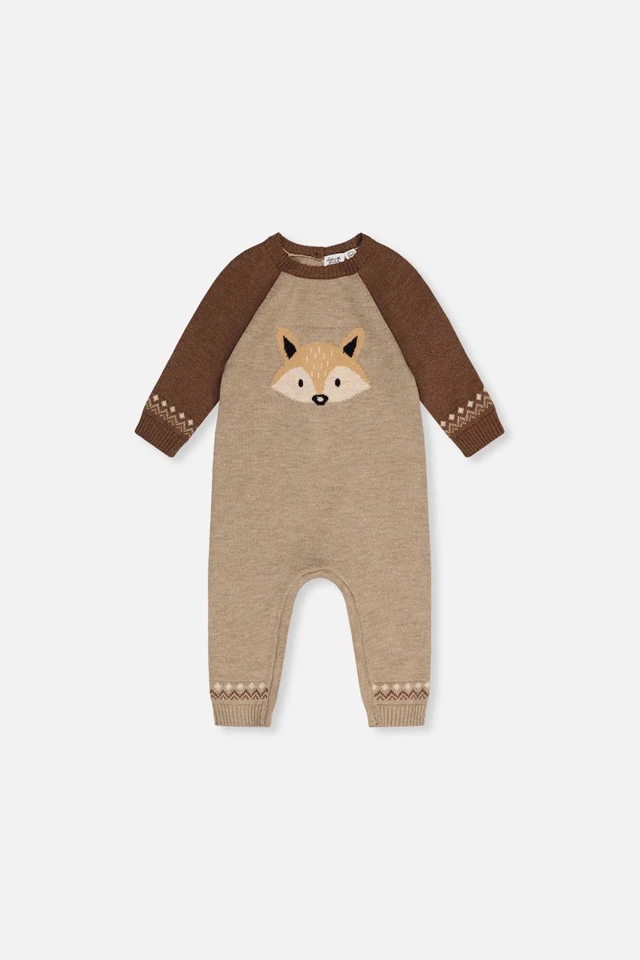 Deux par Deux / Baby Knitted Intarsia Deer Romper / Apple Cinnamon