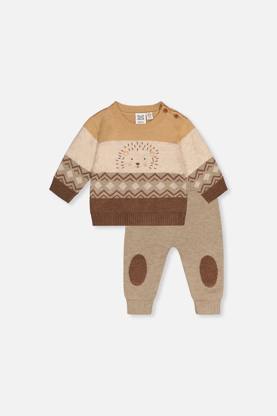 Deux par Deux / Baby Knitted Hedgehog Top &amp; Pant / Apple Cinnamon