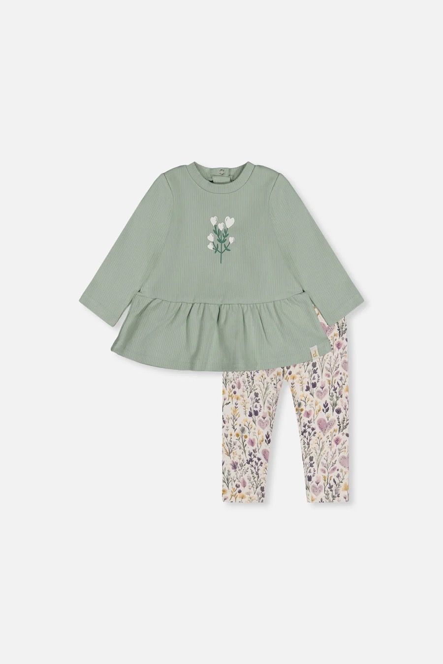 Deux par Deux / Baby Cotton Tunic &amp; Legging Set / Aqua Gray