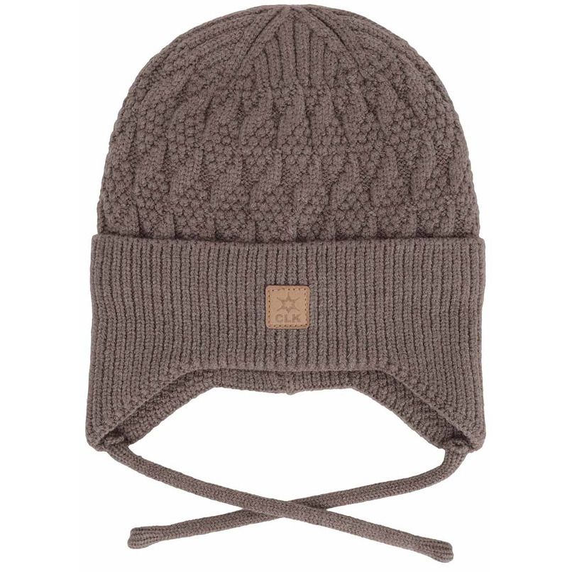 Calikids/Knit Hat with Cords/Mocha