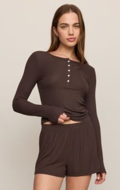 Z Supply/Just Right Ribbed LS/Cocoa Bean