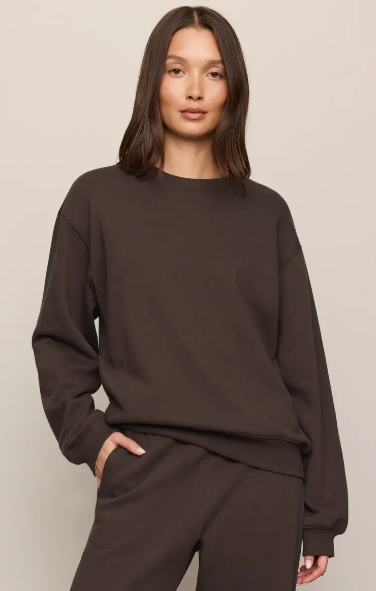 Z Supply/Boyfriend Sweatshirt/Cocoa Brown