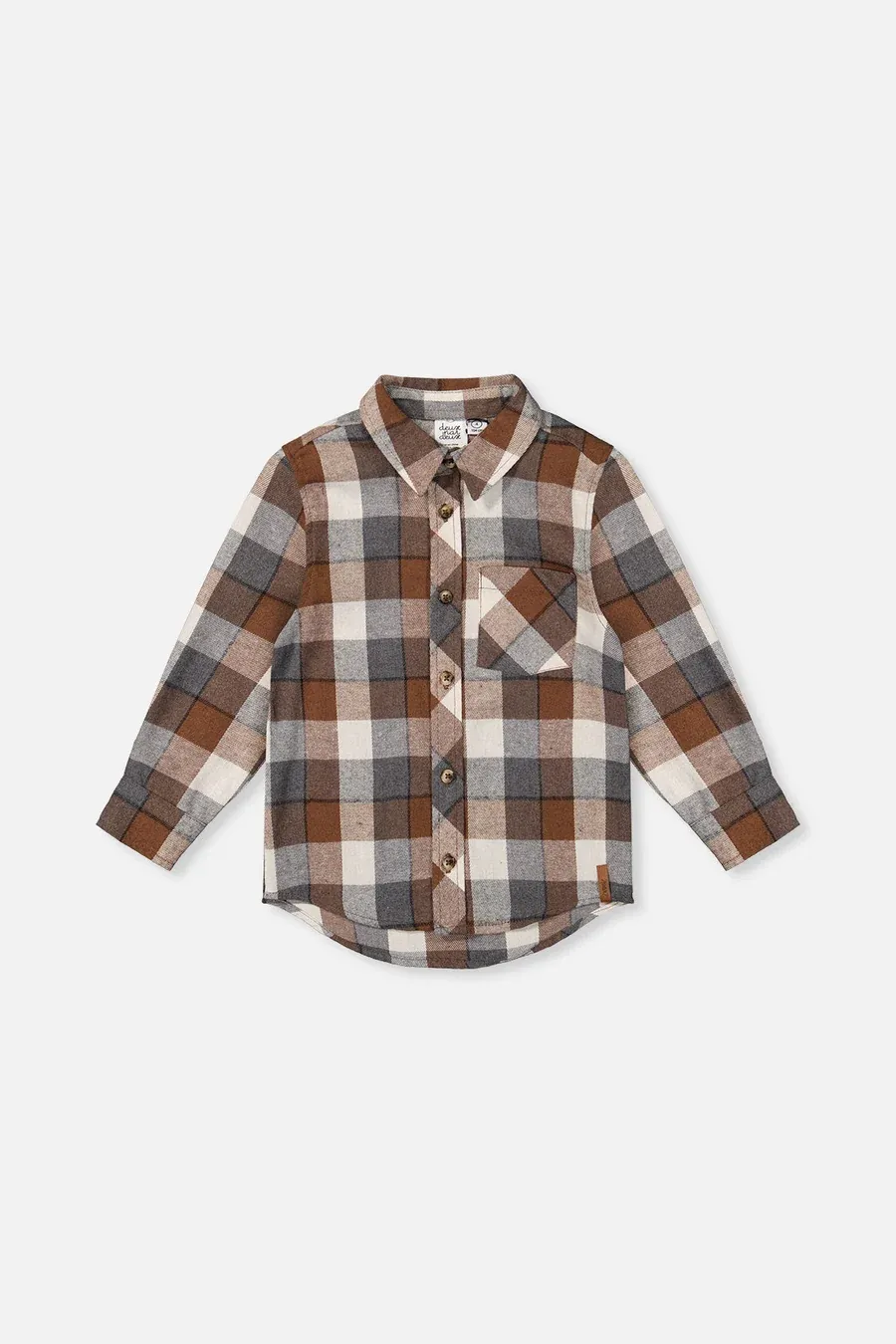 Deux Par Deux/Flannel Shirt with Pocket/Grey Plaid