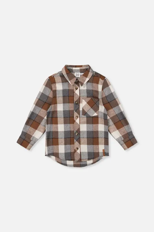 Deux Par Deux/Flannel Shirt with Pocket/Grey Plaid