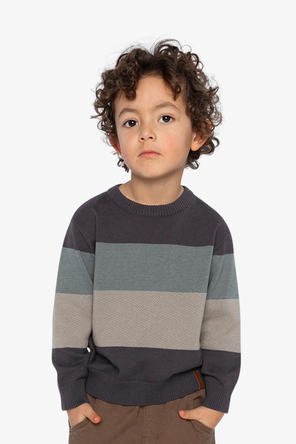 Deux Par Deux / Boys Colourblock Sweater / Anthracite