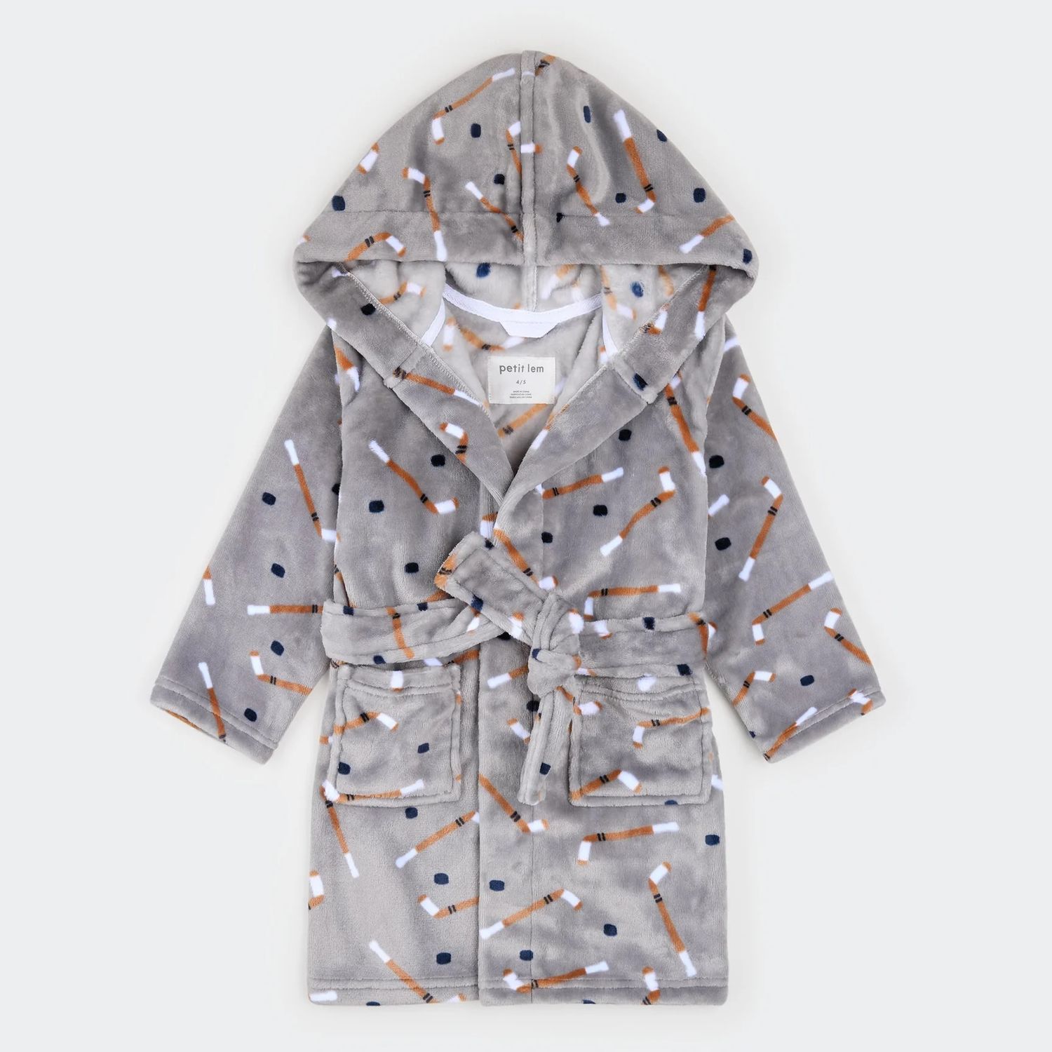 Petit Lem / Plush Robe / Slapstick Print on Indigo