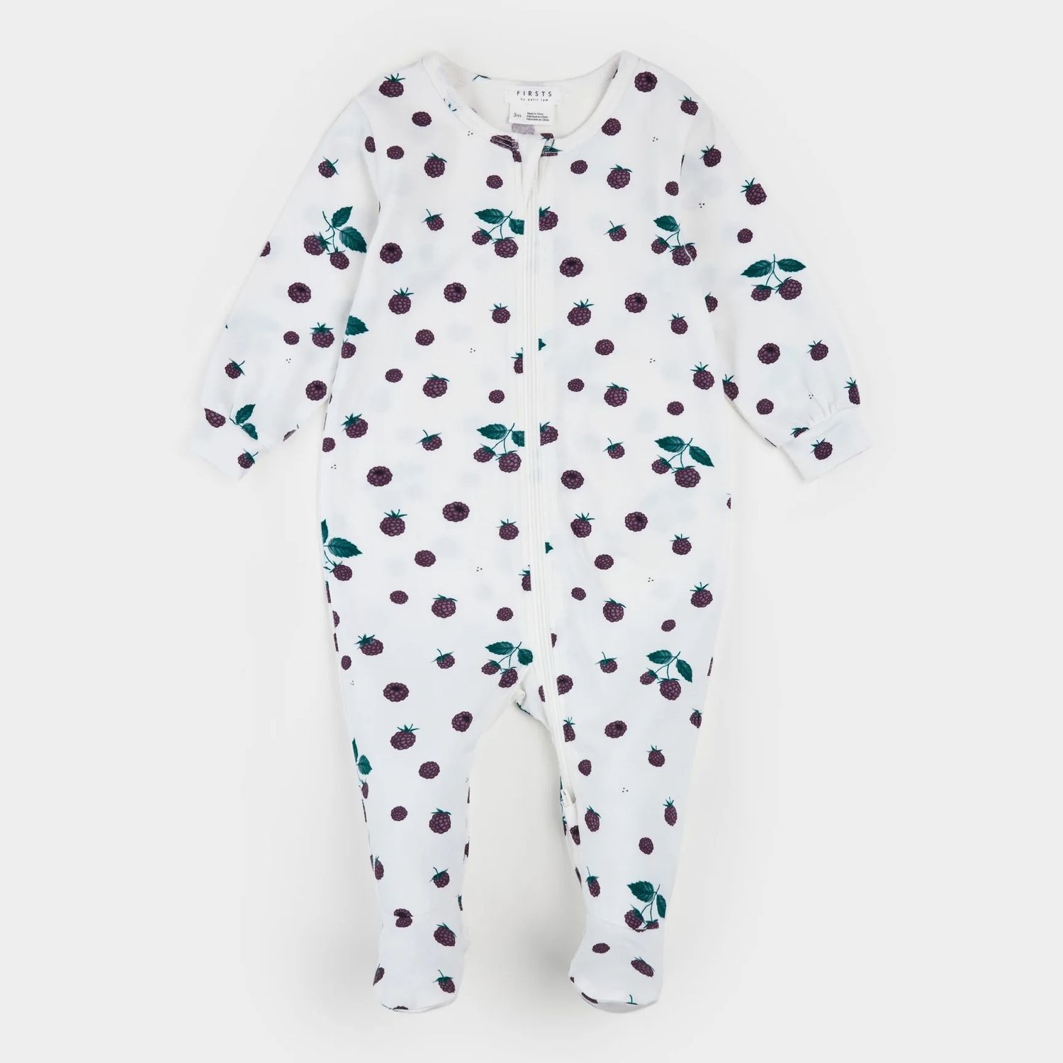 Petit Lem / Footed Sleeper / Blackberry on Off-White