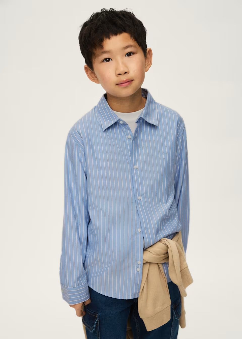 Nukutavake / 874 Boys LS Button-Up Shirt / Striped Sky Blue