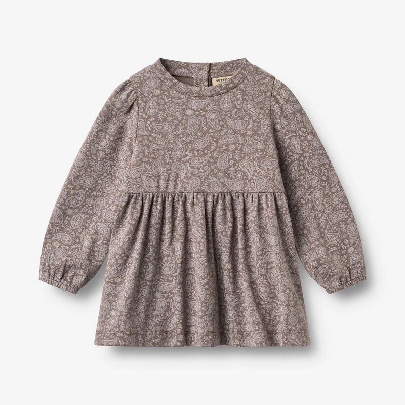 Wheat / Baby Eliane LS Jersey Dress / Plum Purple Paisley
