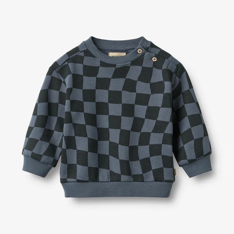 Wheat / Baby Elliot Sweatshirt / Navy Blue Check