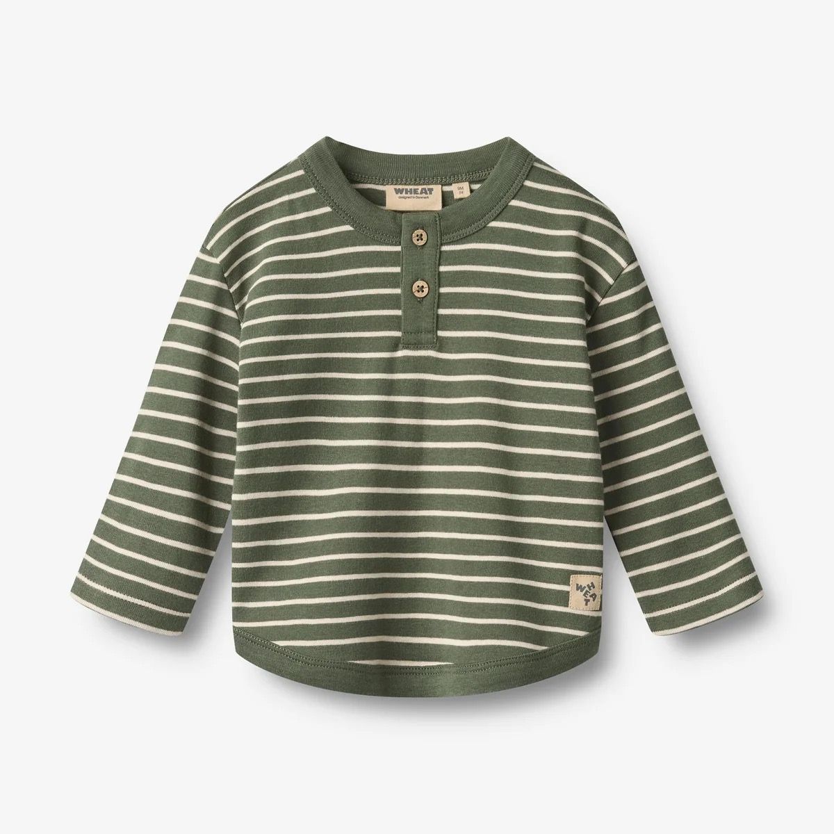 Wheat / Baby Osvald LS T-Shirt / Dark Green Stripe