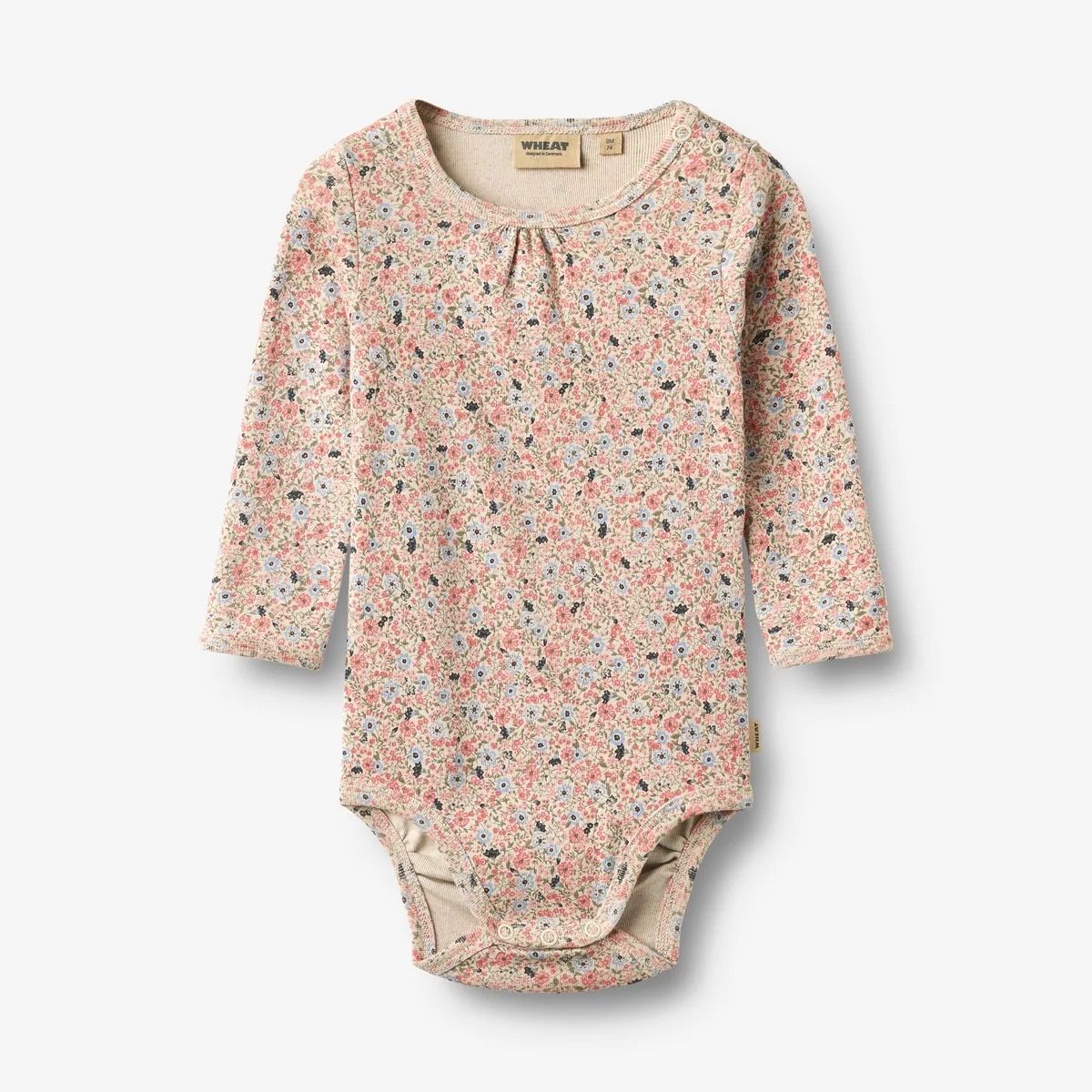 Wheat / Baby Liv LS Bodysuit / Grey Cloud Flowers