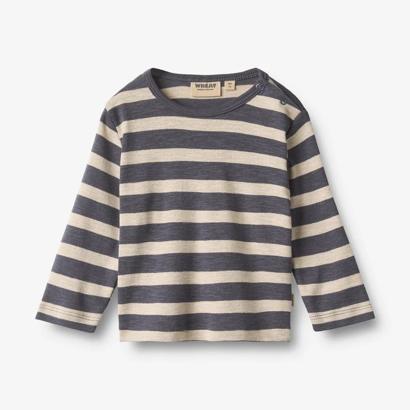 Wheat / Baby Milo LS T-Shirt / Greyblue Stripe