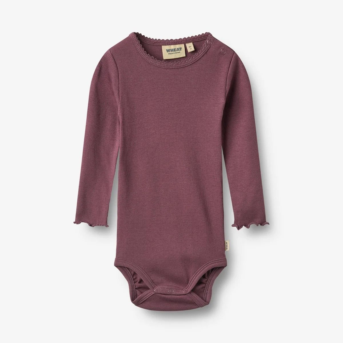Wheat / Baby Regitze LS Bodysuit / Eggplant