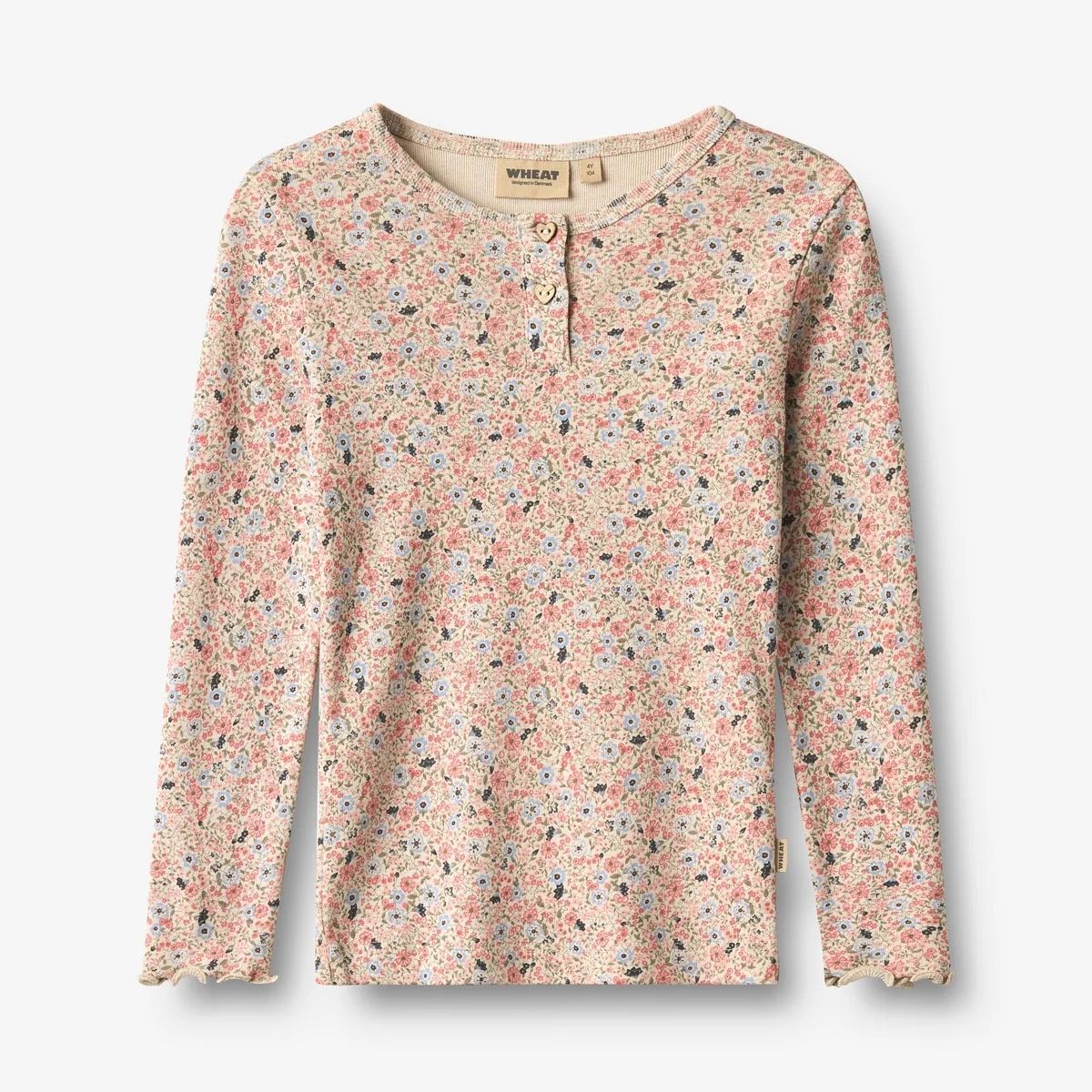 Wheat / Girls Eja LS T-Shirt / Grey Cloud Flowers