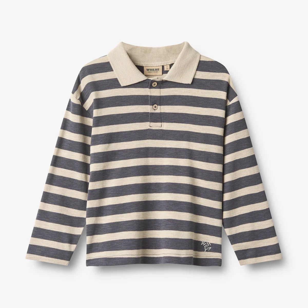 Wheat / Boys Fred Polo Shirt / Greyblue Stripe