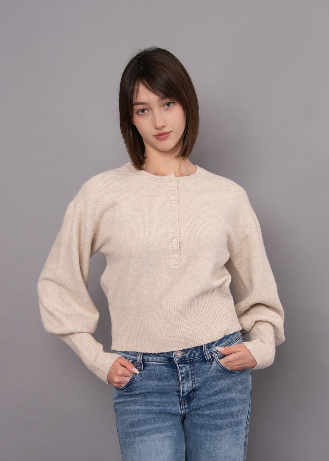 RD International/Formica Long Sleeve Henley Neck Pullover