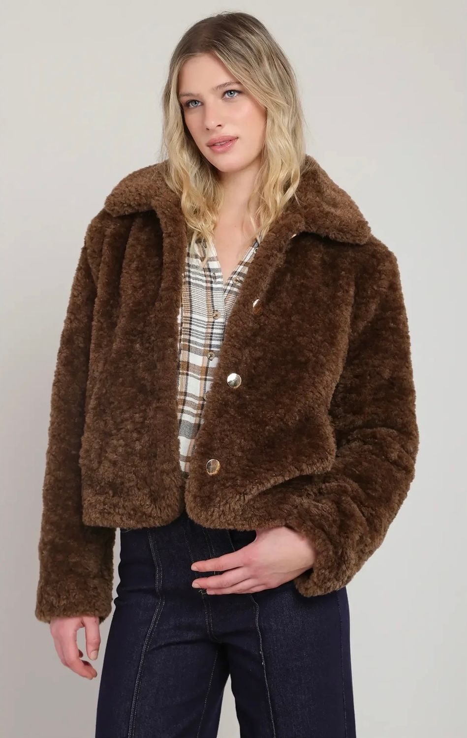 Room 34 / Faux Fur Coat / Minky Brown