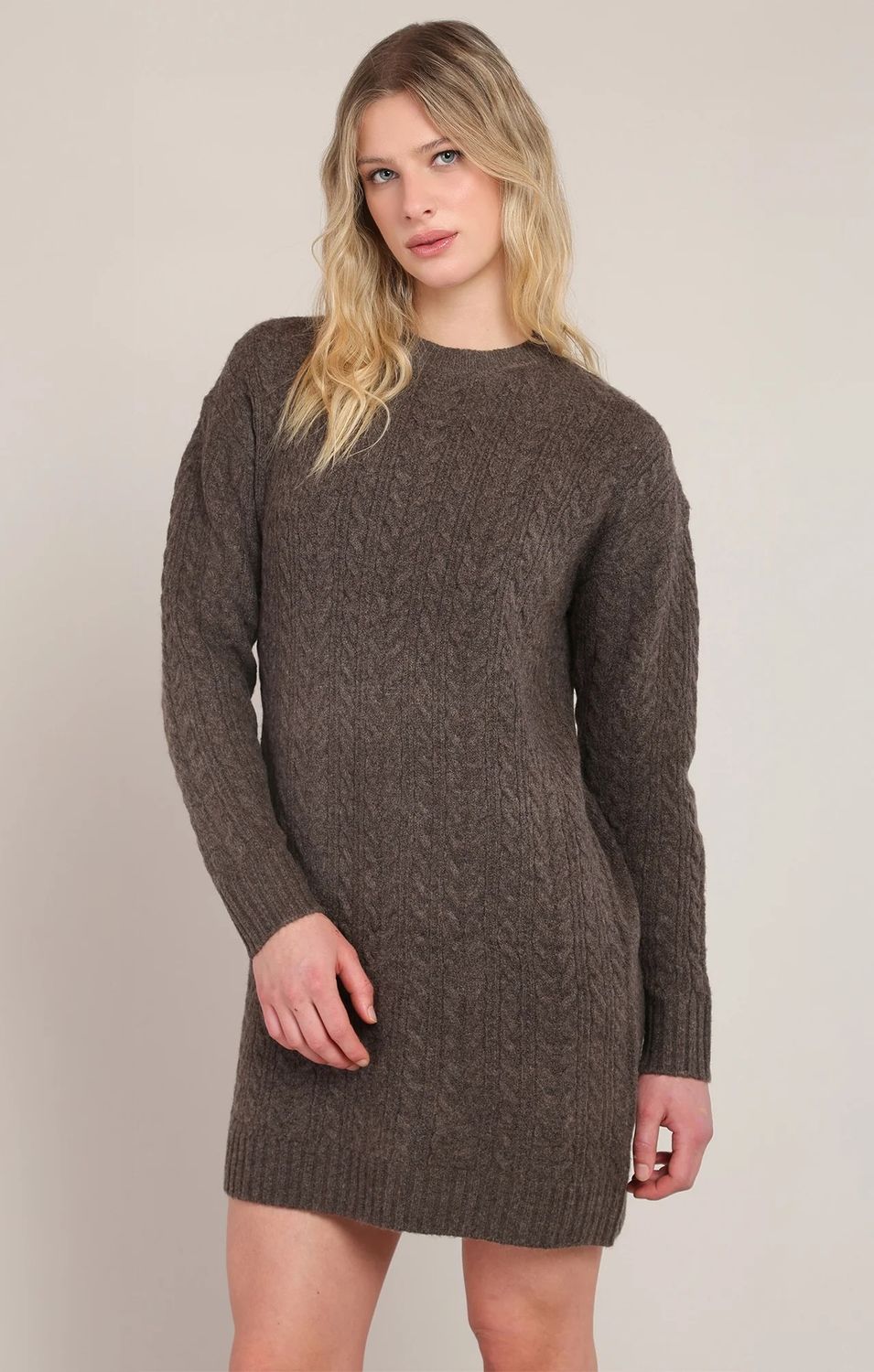 Room 34 / Cable Knit Dress / Chestnut Heather