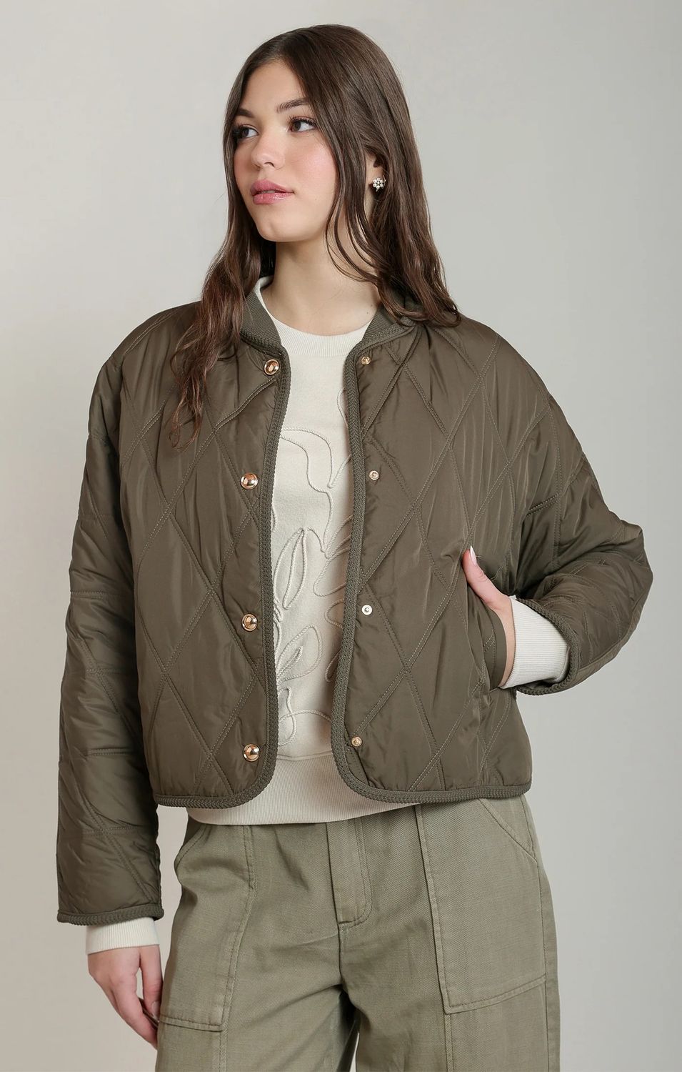 Dex / Quilted Jacket / Dark Khaki Green