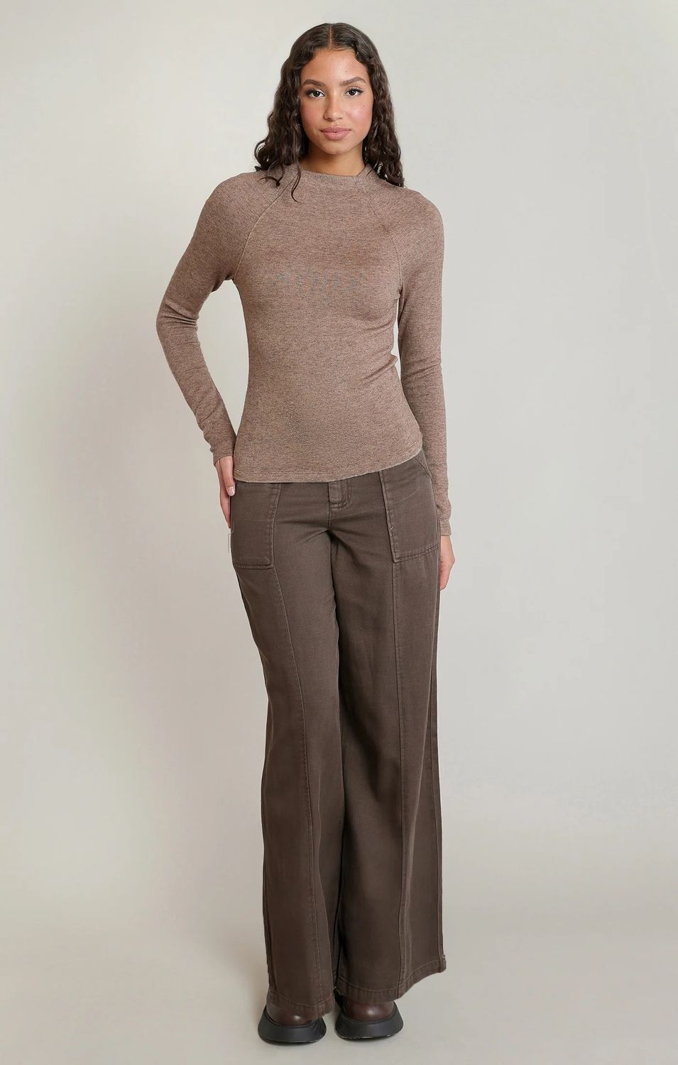 Dex / Twill Wide Leg Pant / Chestnut