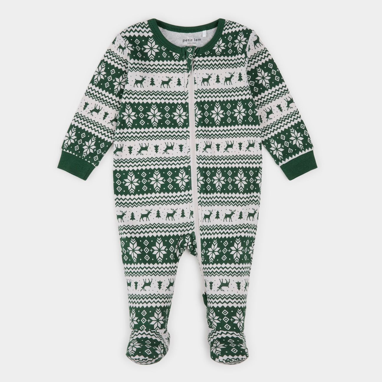 Petit Lem / Cotton Sleeper / Poinsettia Fair Isle Print
